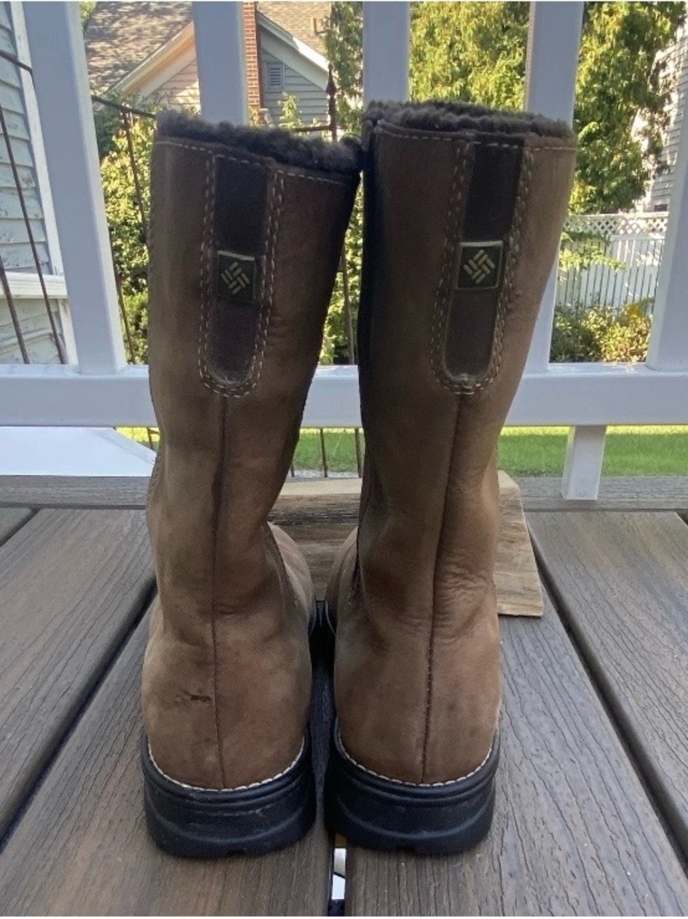 Columbia Shirebrook Brown Suede/Nubuck Pull-On Boots Sz 9 Faux Shearling Lining - Picture 3 of 10